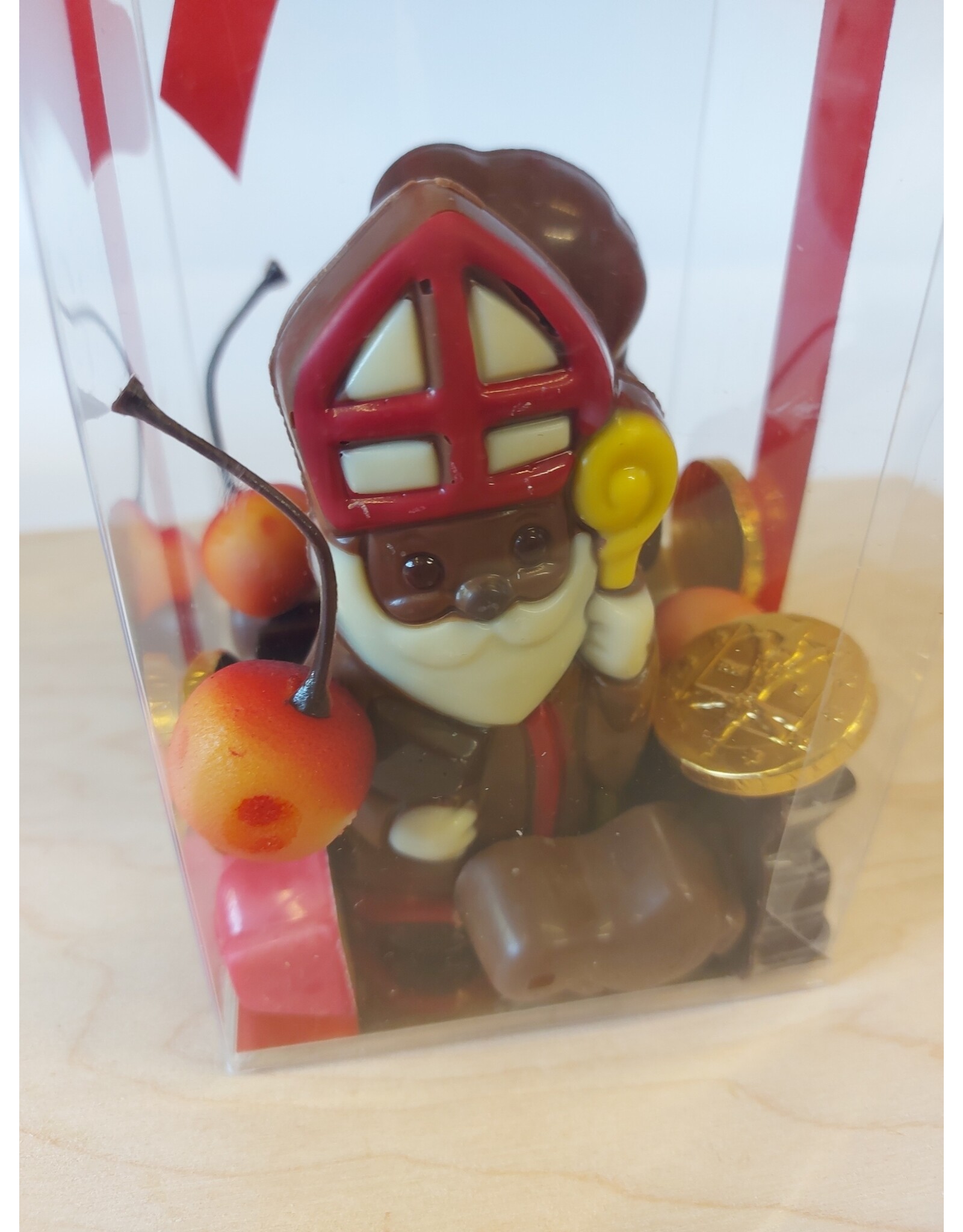 Sintgeschenk - mica box met sint en piet décoré  , marsepein, ..