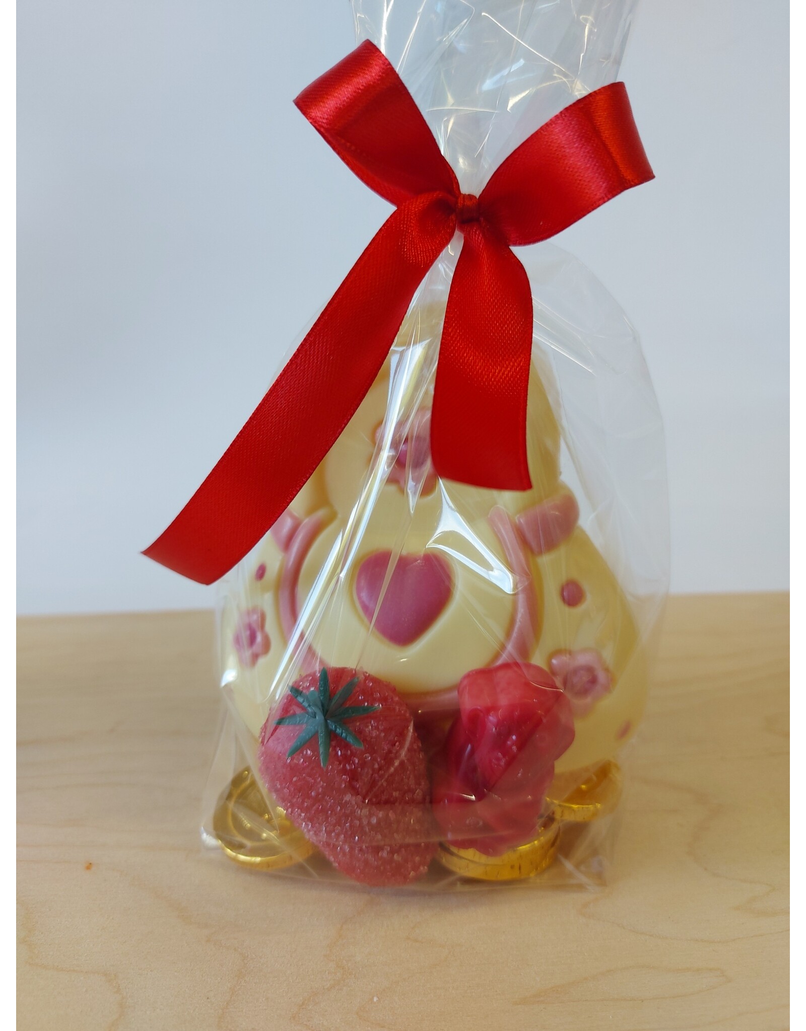 Sintgeschenk - deco chocolade handtasje met geld en marsepein