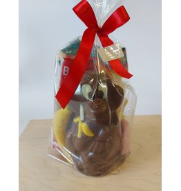 Sintgeschenk - chocolade aap met banaan en snoepgoed