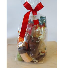 sint geschenk met chocolade dino , guimauve, marsepein, speculoos, .