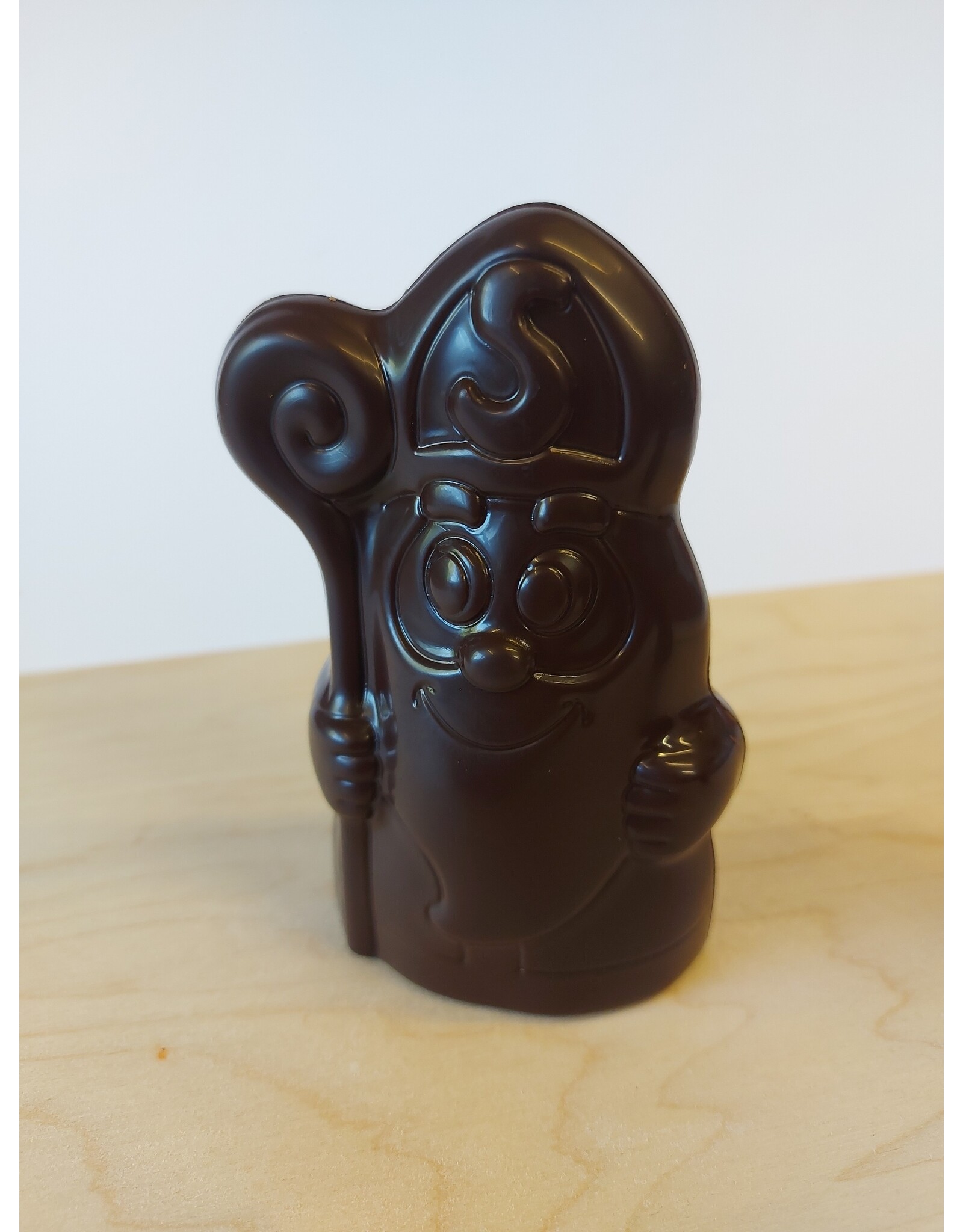 Lachende sint of sint - 80 gr  - Callebaut chocolade  - 11.5 cm