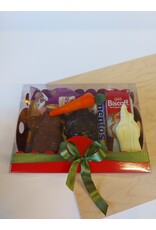 sint geschenk ; rechthoekige box met  chocolade, nic nac, speculoos, mentos fruit, ..