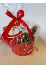 sint geschenk ; rode doos met zoo, marsepein, suikergoed, ..
