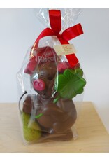 sint geschenk ; geluksvarkentje melk deco , marsepein, zoo diertjes , ...