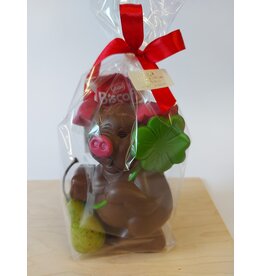 sint geschenk ; geluksvarkentje melk deco , marsepein, zoo diertjes , ...
