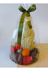 sint geschenk ; lachende sint 20 cm met zo veel lekkers