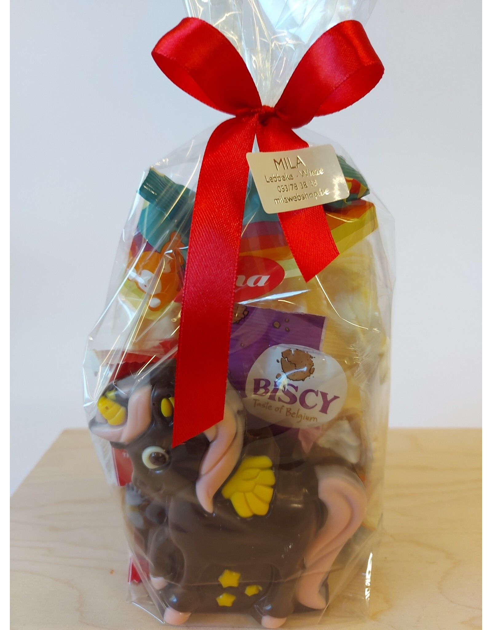 sint geschenk ; eenhoorn in chocolade, speculoos, guimauve, ..