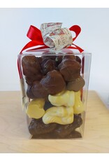 Mica balk met strik, gevuld met  holle figuurtjes assorti