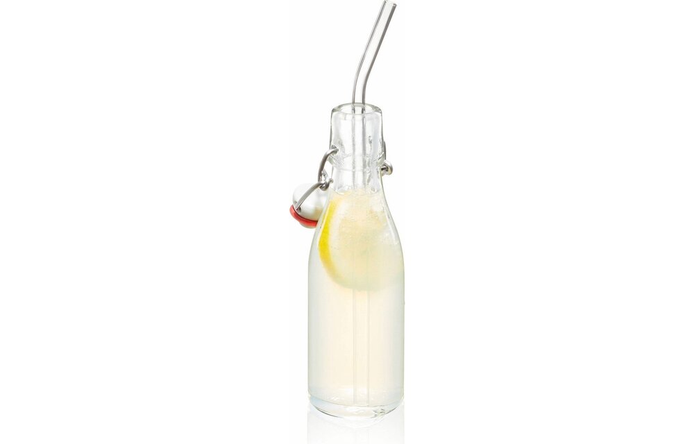 GEFU | FUTURE Drinkrietjes - Glas - Herbruikbaar - Gebogen - Set van 4
