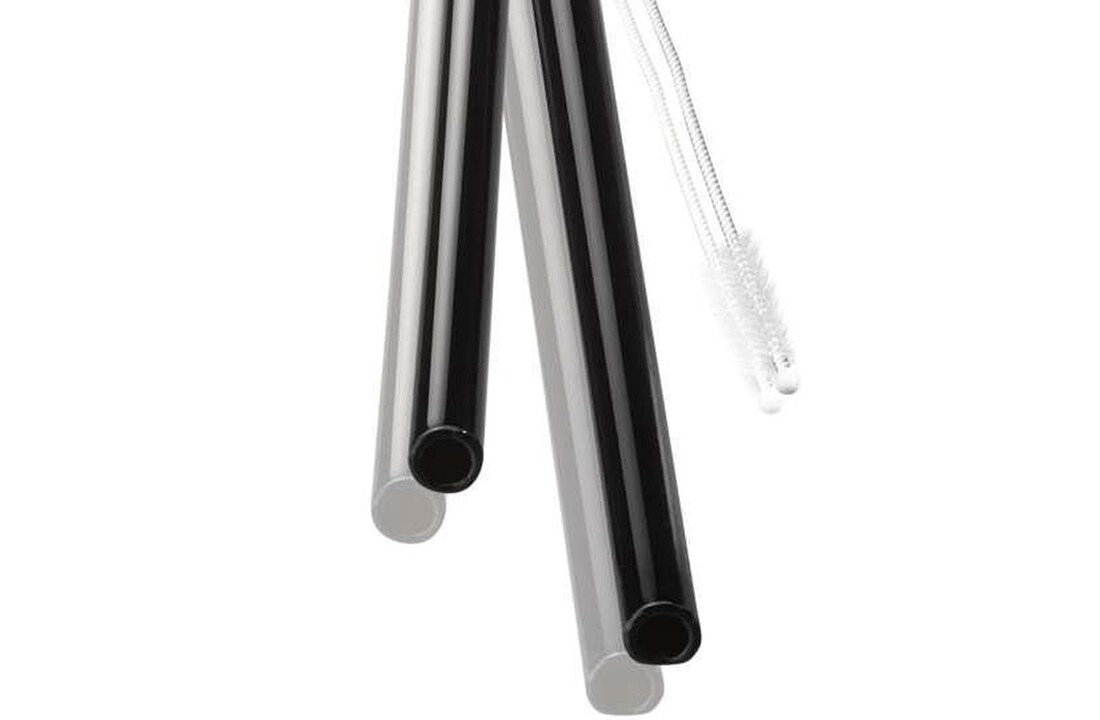 GEFU | FUTURE Drinkrietjes - Glas - Herbruikbaar - Zwart - Set van 4