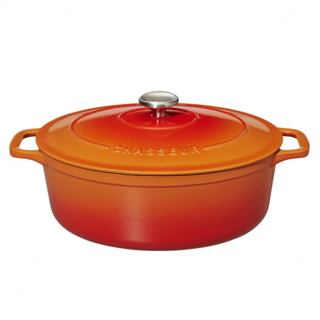 Chasseur Oval Enameled Cast Iron Casserole Flaming Orange 6l - 31cm.