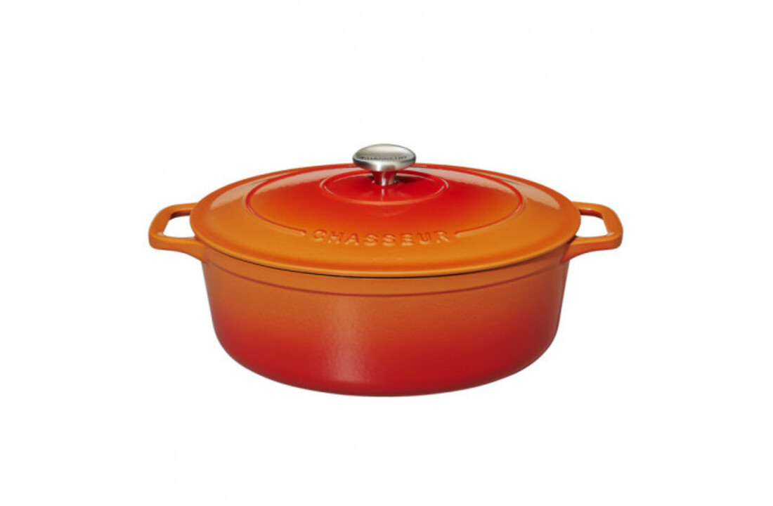 Chasseur Ovale Stoofpan in Geëmailleerd Gietijzer Flaming Orange 5l - 29 cm.
