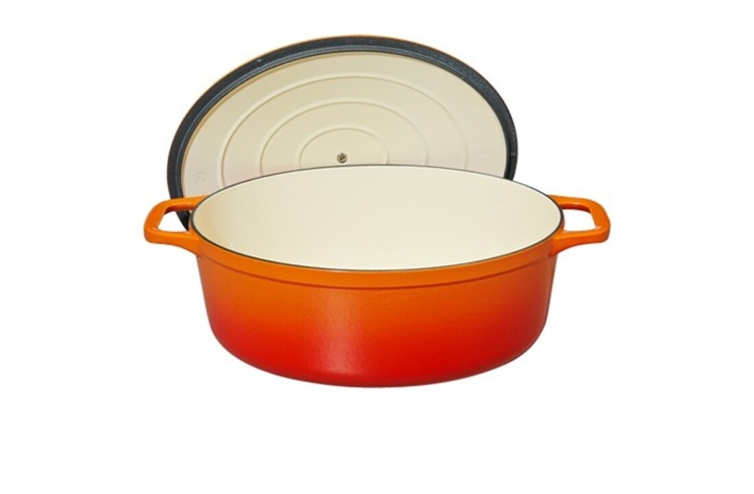 Chasseur Ovale Stoofpan in Geëmailleerd Gietijzer Flaming Orange 5l - 29 cm.