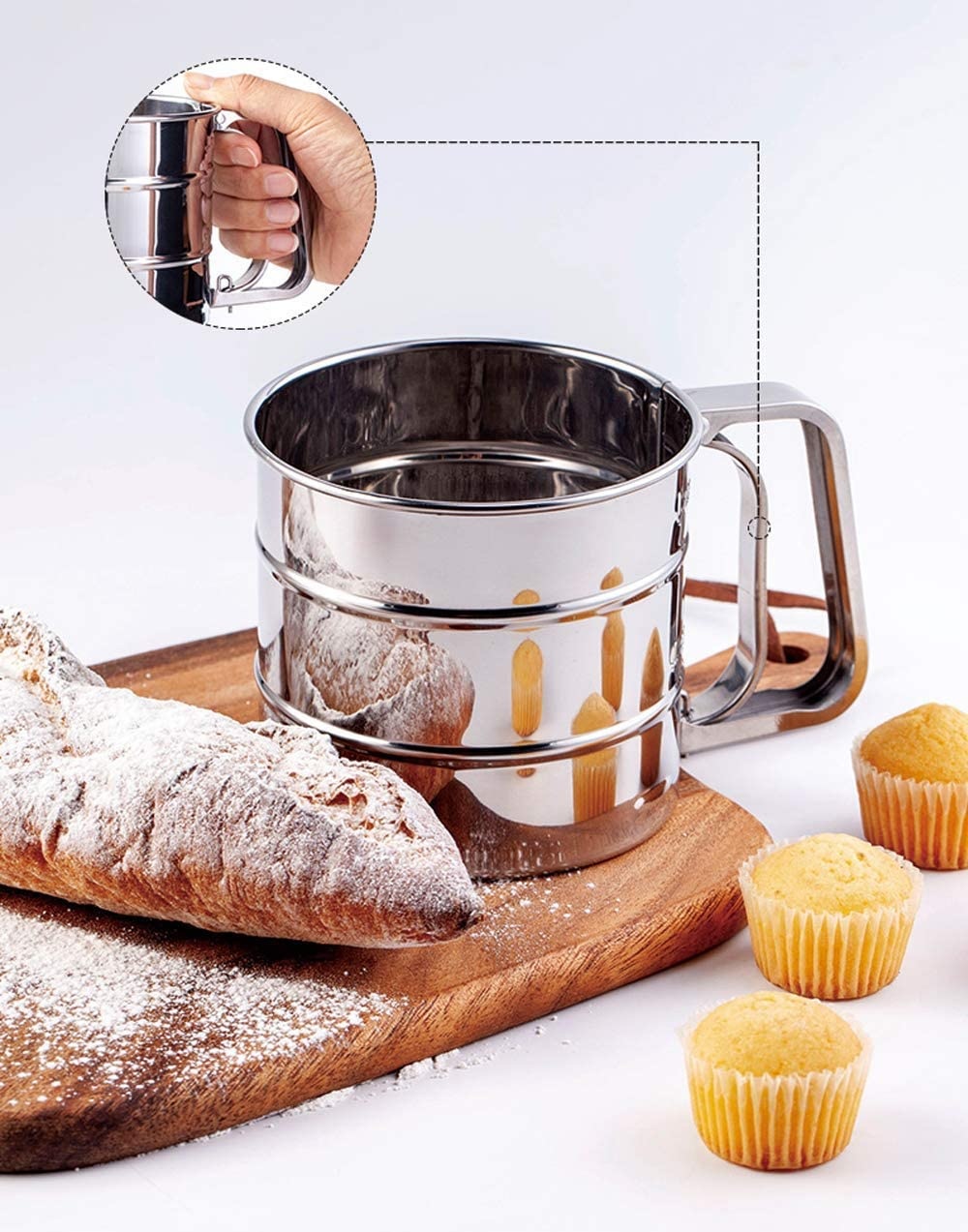 Baumalu Stainless steel icing sugar sieve / flour sieve