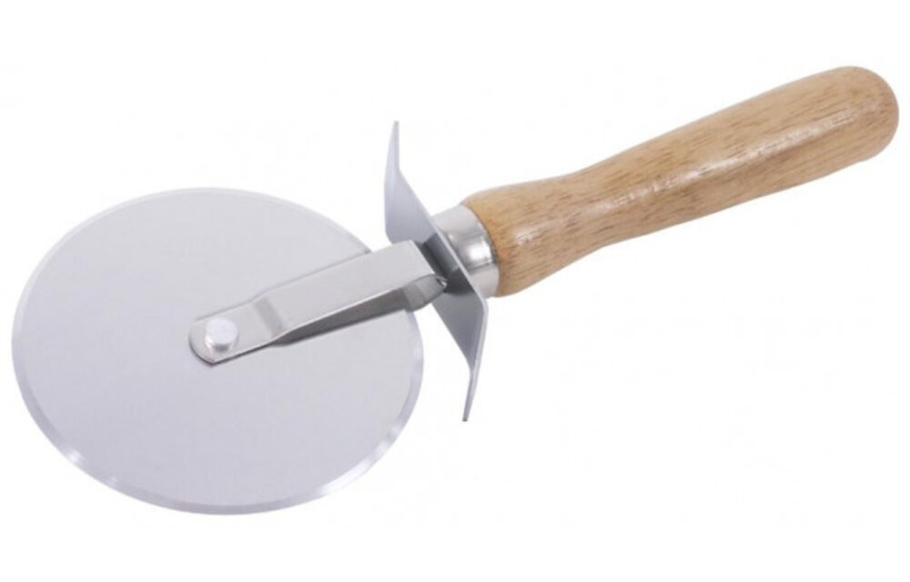 Bakmina Pizzasnijder XXL RVS Houten Handvat 25,5cm
