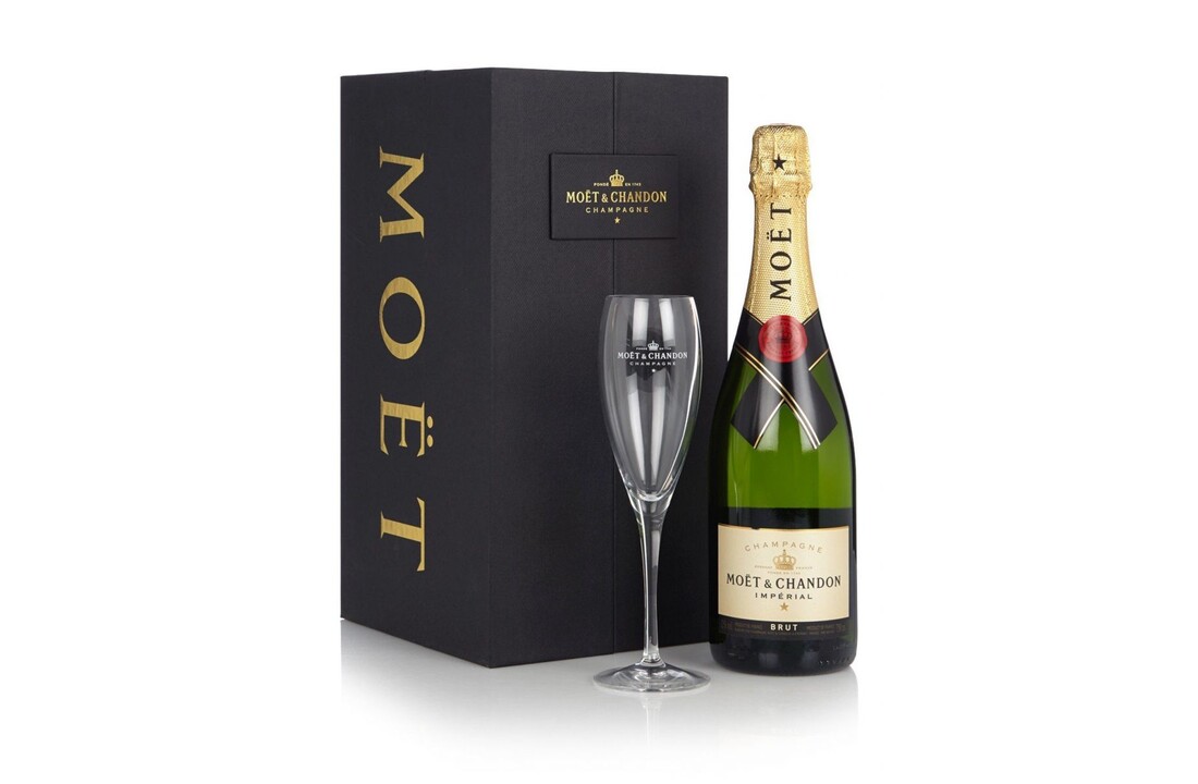 Champagne Moët & Chandon Brut Imperial in luxe koffer met 2 glazen