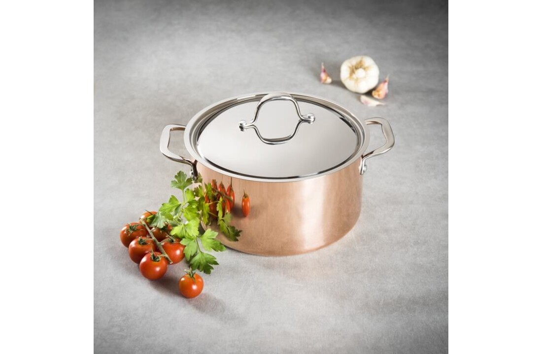 BaumaluB´Chef Koperen soeppan/kookpan met deksel (ALLE warmtebronnen)