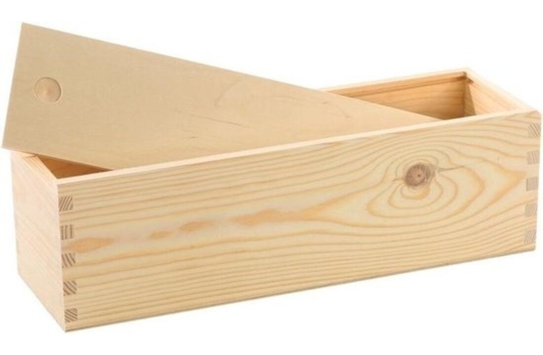 Houten wijnkist/verpakking met schuifdeksel 36 x 11 x 11 cm