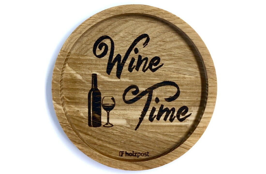 Eikenhouten onderzetter Ø 11,2 cm Wine Time