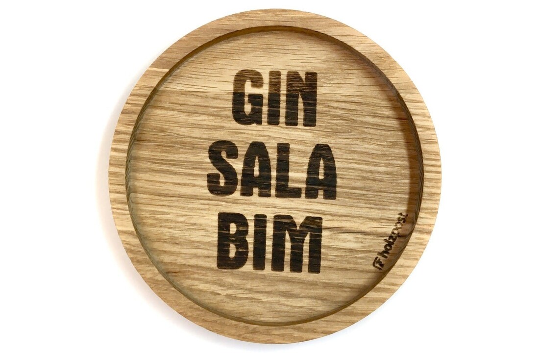Oak wood coaster Ø 11.2 cm GIN SALA BIM