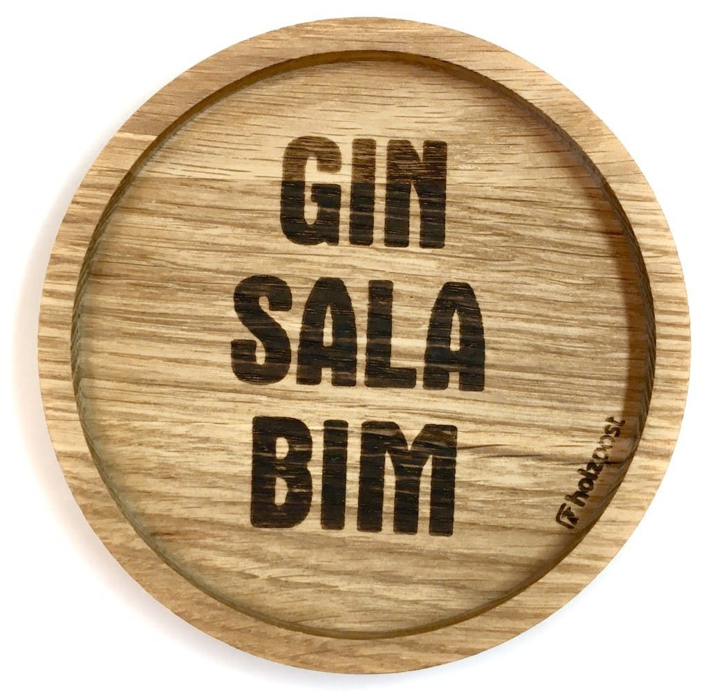 Oak wood coaster Ø 11.2 cm GIN SALA BIM