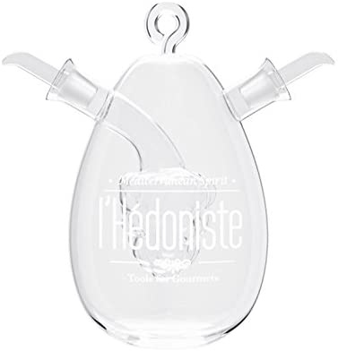 Vintage olie- en azijndispenser van glas, 450 ml + 50 ml. Met druppelbeveiliging.