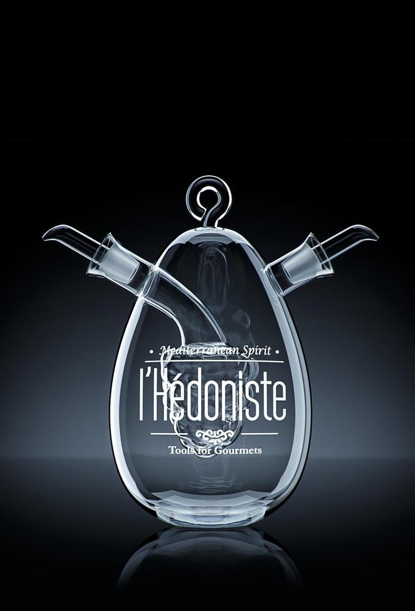 Vintage olie- en azijndispenser van glas, 450 ml + 50 ml. Met druppelbeveiliging.