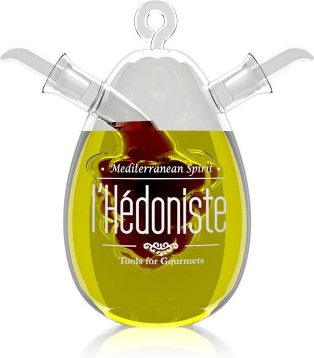 Vintage olie- en azijndispenser van glas, 450 ml + 50 ml. Met druppelbeveiliging.
