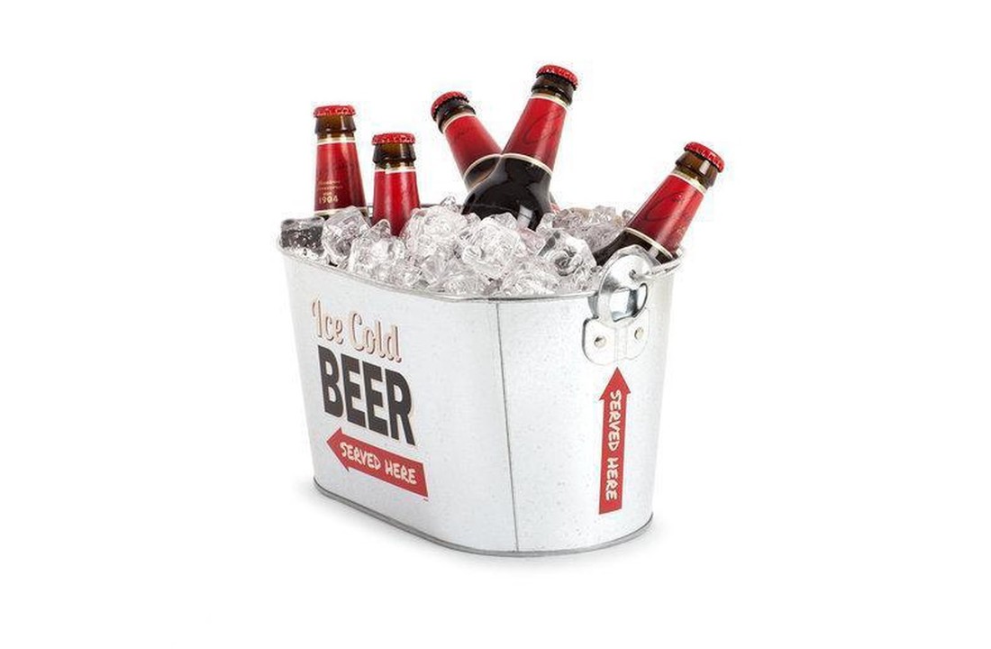 Beer cooler Party Time 30 x 20 cm metal silver