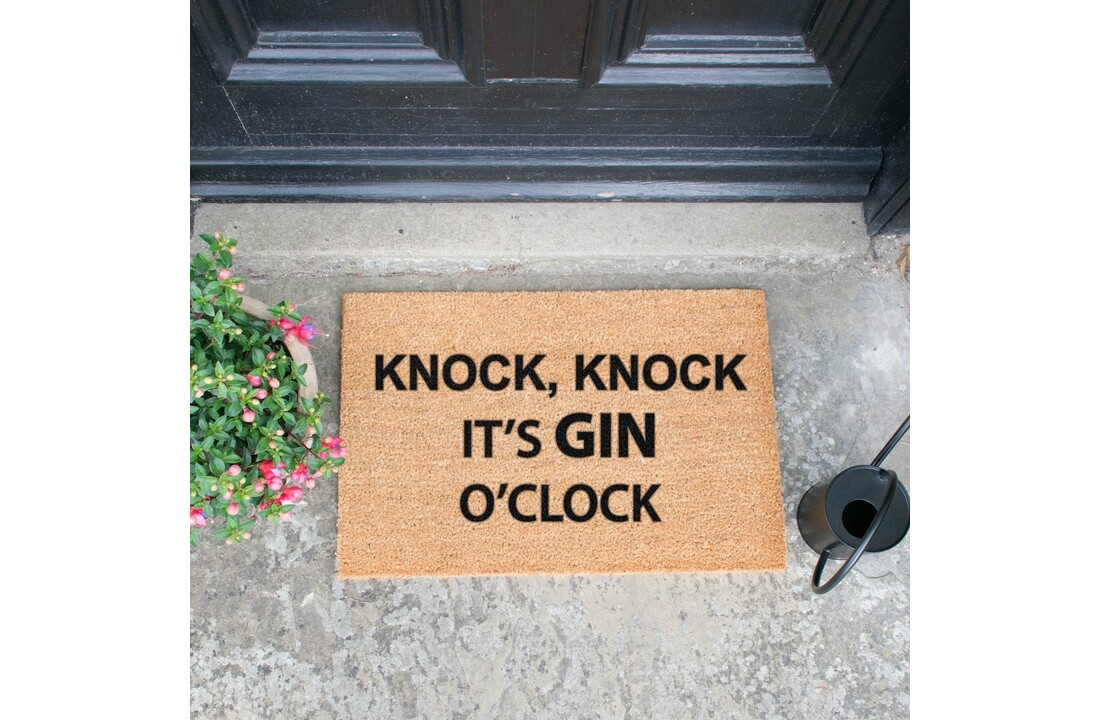 Knock Knock It's Gin O'Clock doormat