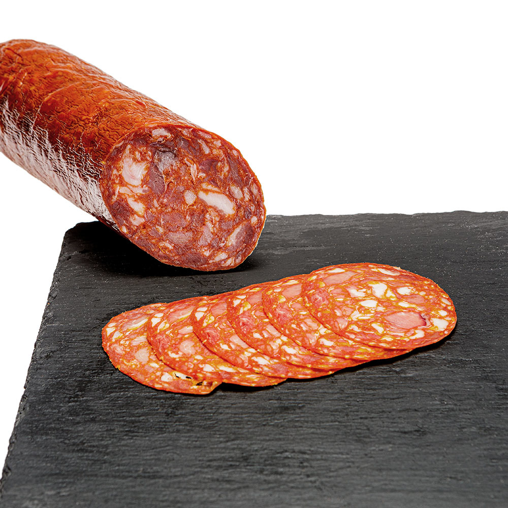 Spanish paprika sausage made from pork shoulder ham and pork belly.