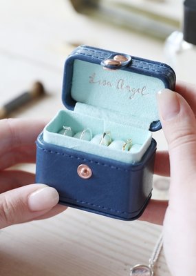 Lisa Angel Ring Box - Navy & Mint