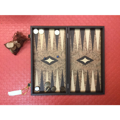 Manopoulos Backgammon Brett Walnusswurzel 38 x 27 cm