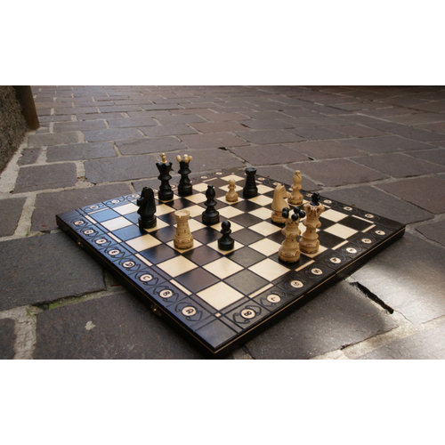 Sunrize Schachspiel Ambassador New Line schwarz, 55 x 28 x 6