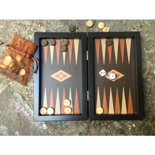 Manopoulos Mini Backgammon Wenge replica 20 x 12 x 4