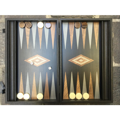 Manopoulos Backgammon Walnuss versilbert, 48 x 30 cm