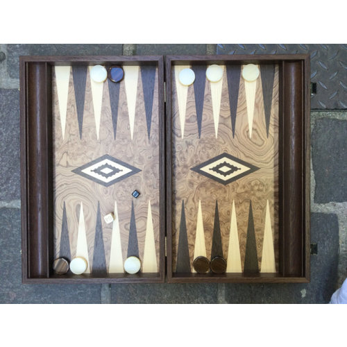 Manopoulos Backgammon Walnusswurzel 48 x 30 cm