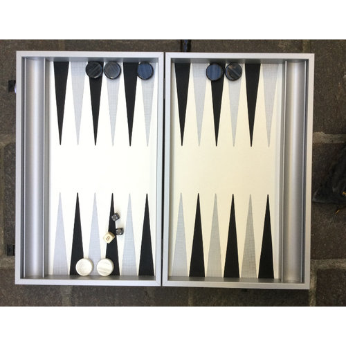 Manopoulos Backgammon Kunstleder weiss & Carbon 48 x 30