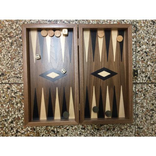 Manopoulos Backgammon & Schach Walnuss 30 x 15 cm