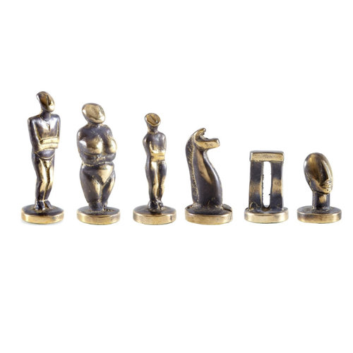 Manopoulos Schachfiguren Steinzeit Bronze gross