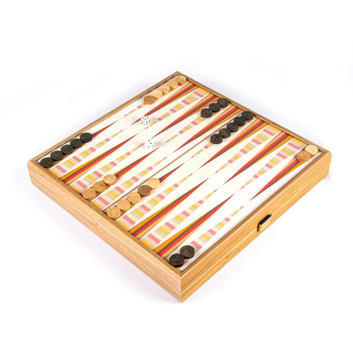 Manopoulos 4 Spiele in 1, Regenbogenfarbig, 34 x 34 cm, Schach, Backgammon, Ludo, Schlangenspiel