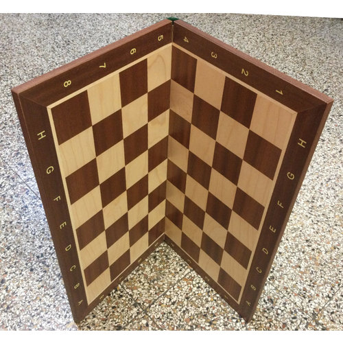 Sunrize Schach Mahagoni Furnier 58mm Quadrate, 54 x 54 cm faltbar mit Notation