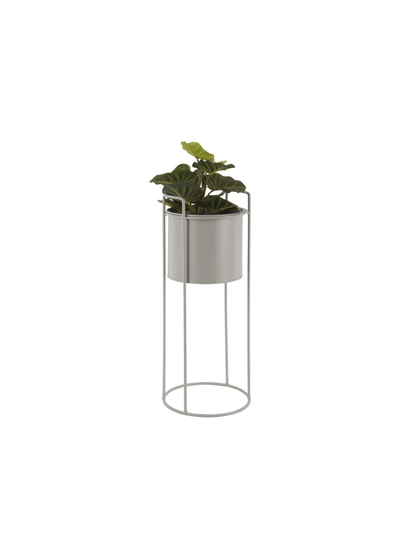 Iron planter on stand L [round] Ø21 h19, total height 62 - Warm grey