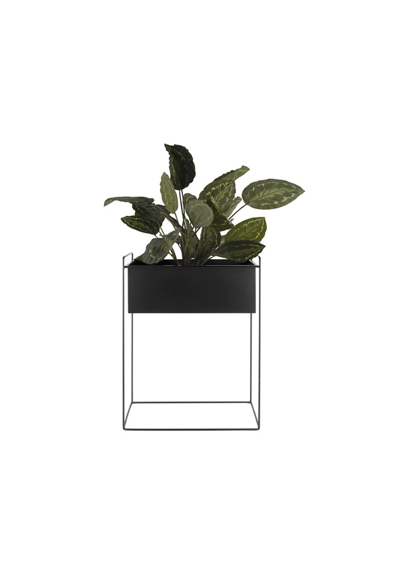 Iron planter on stand L [straight] 51 x 24 x 65cm - Black