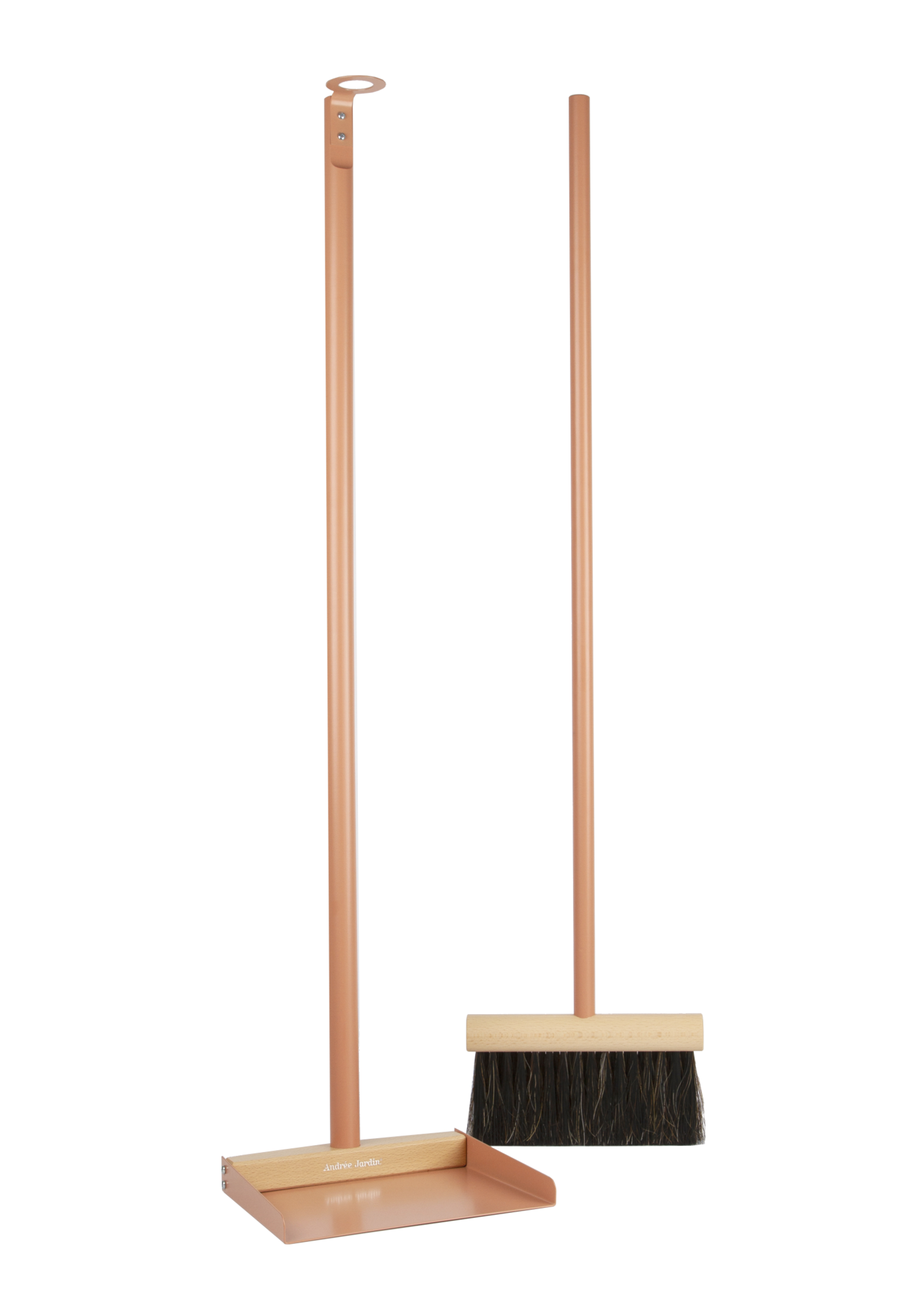 Long handed dustpan and broom set - Peach