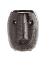 Vase visage mini Ø5.5 h10 cm - Brun