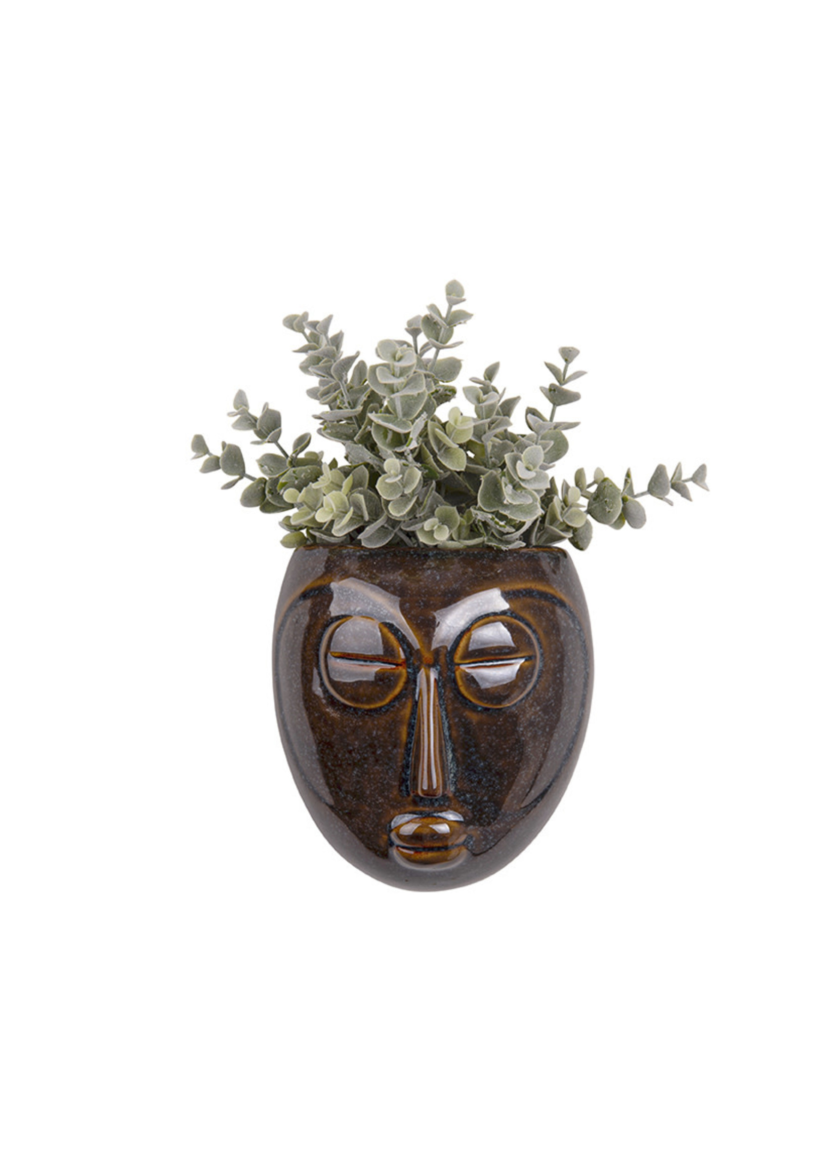 Pot de fleur mural Mask 16,5 x 17,5 x 8,7 cm - Brun