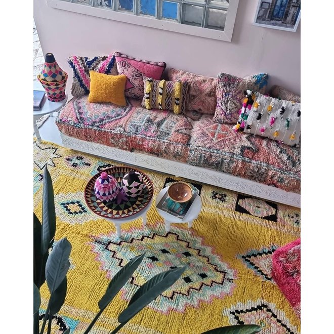 Berber rug yellow 381 x 178 cm