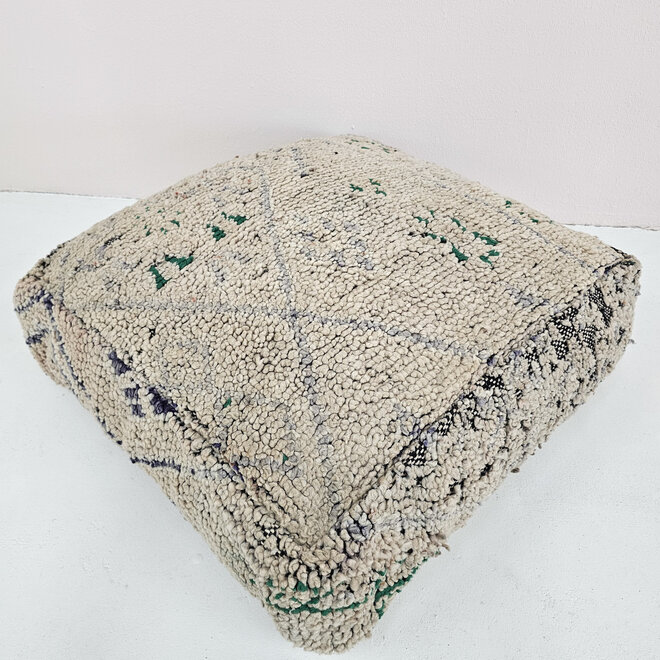 Moroccan Berber Pouf Sandy Green