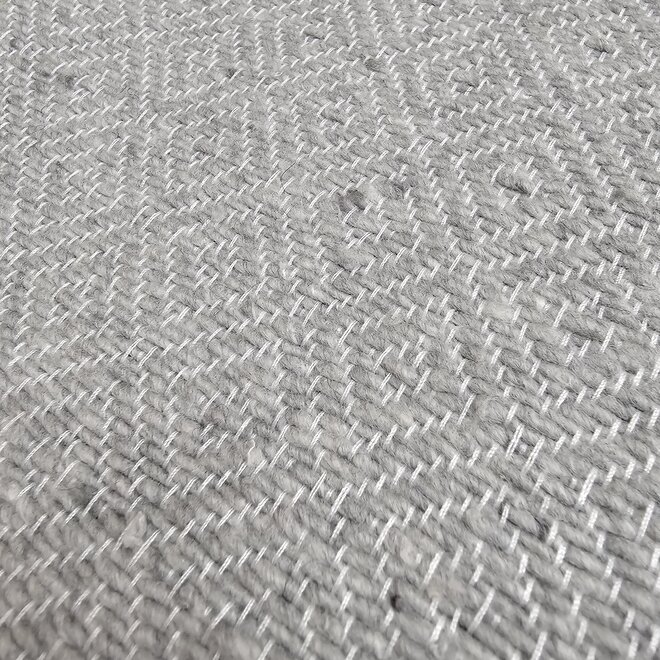 Moroccan blanket diamond pattern grey with pom poms